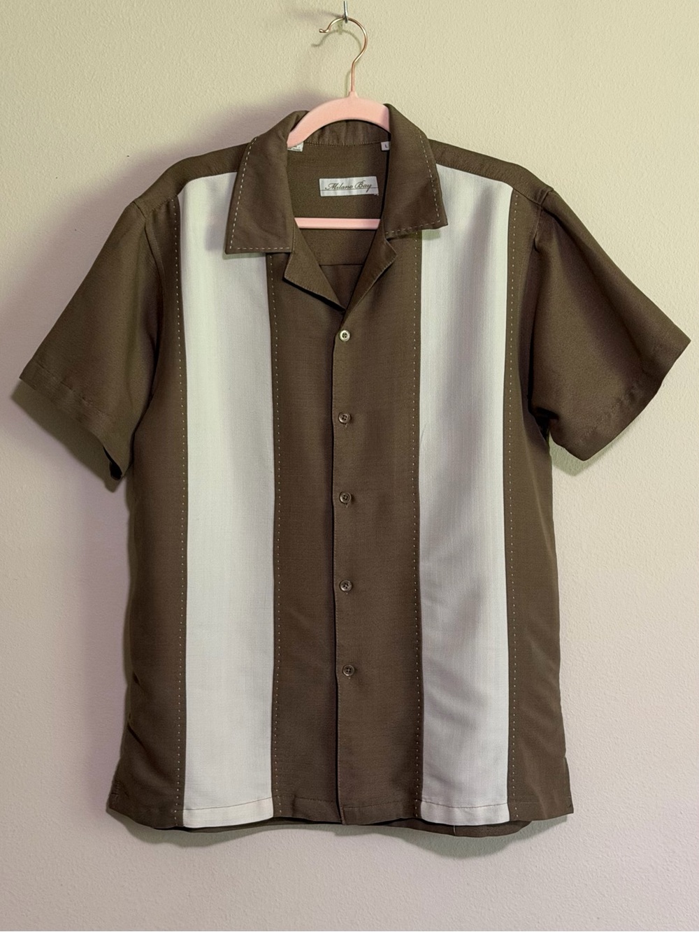 Milano Bay Vertical-Panel Short-Sleeve Button-Down Shirt